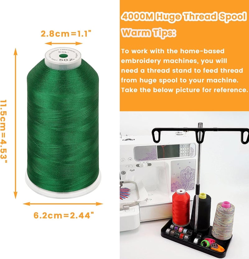 New brothread - Single Huge Spool 4000M Each Polyester Embroidery Machine Thread 40WT for Commercial and Domestic Machines - Emerald Green - Image 2